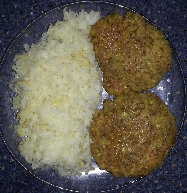 Vegi Burgers and rice